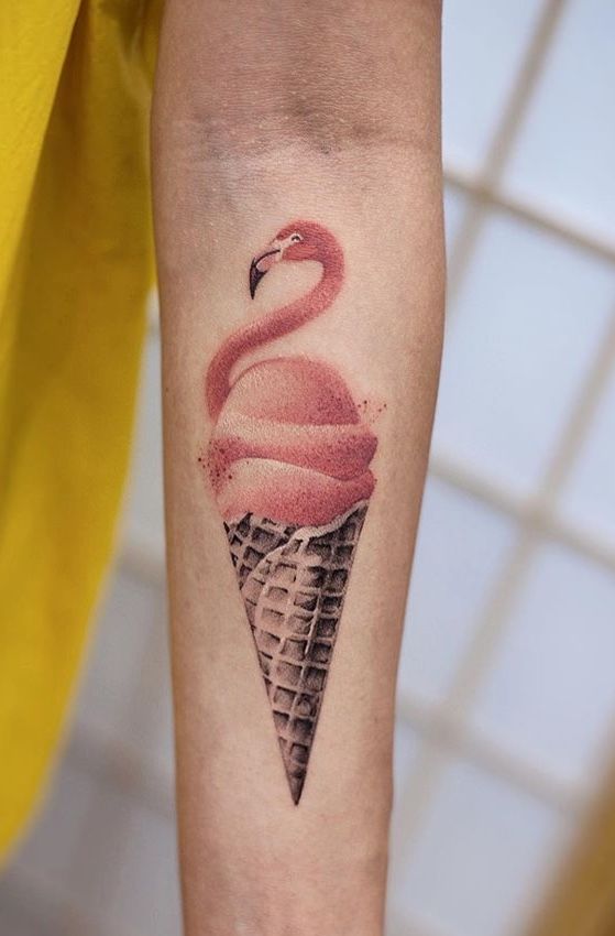 Flamingo Ice-cream Tattoo