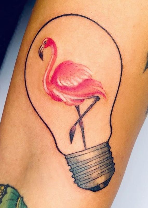 Flamingo inside the Bulb Tattoo