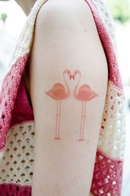 Flamingo with Heart Pattern Tattoo