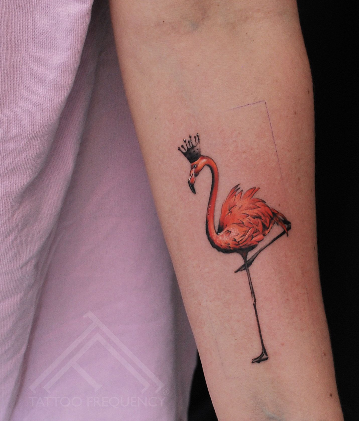 Flamingo with the Crown Tattoo