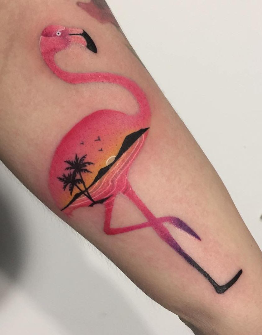 The Sunset Flamingo Tattoo