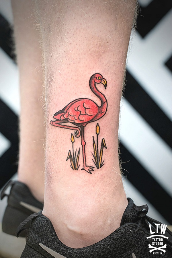 Traditional Flamingo Tattoo