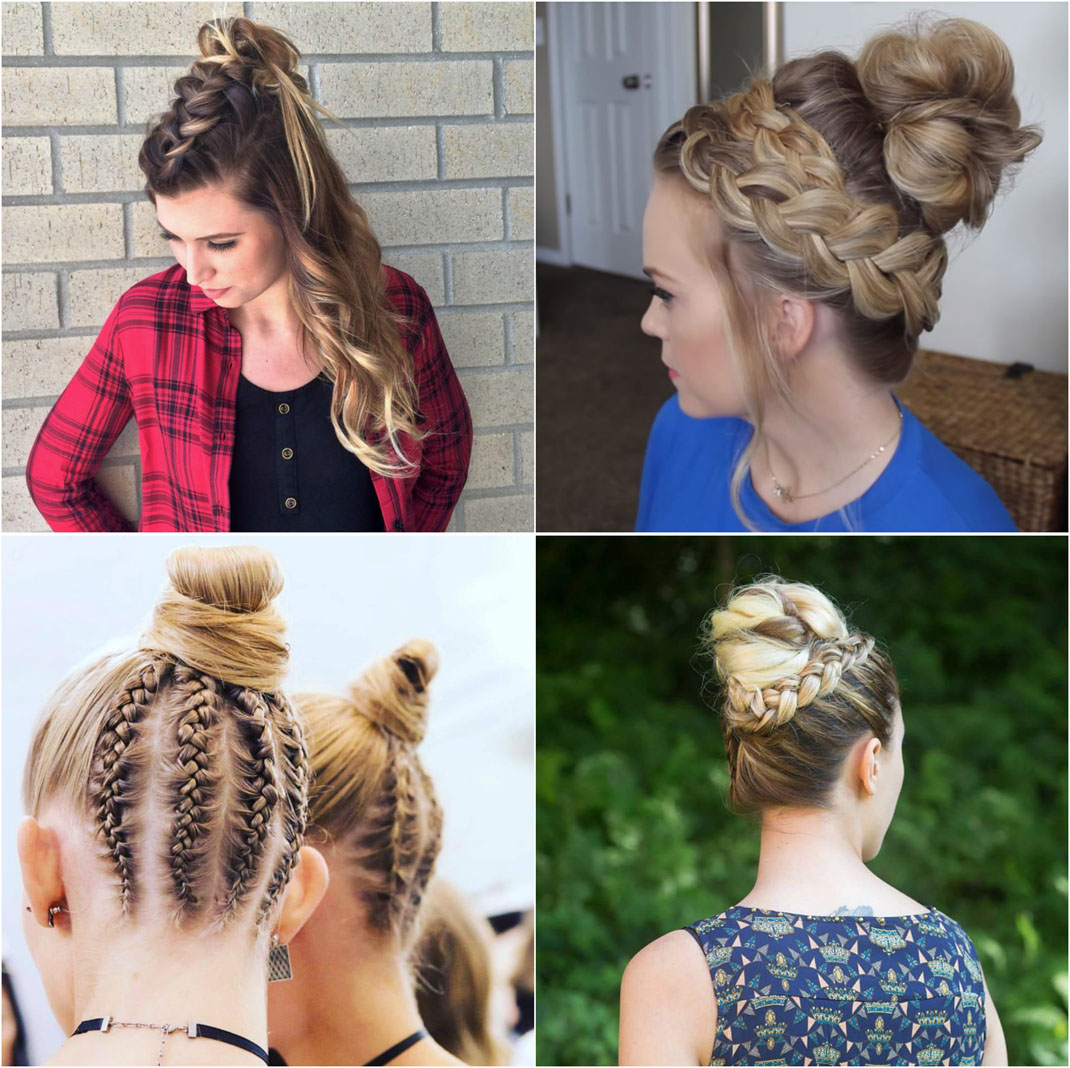 Dutch braided top knot hairstyle