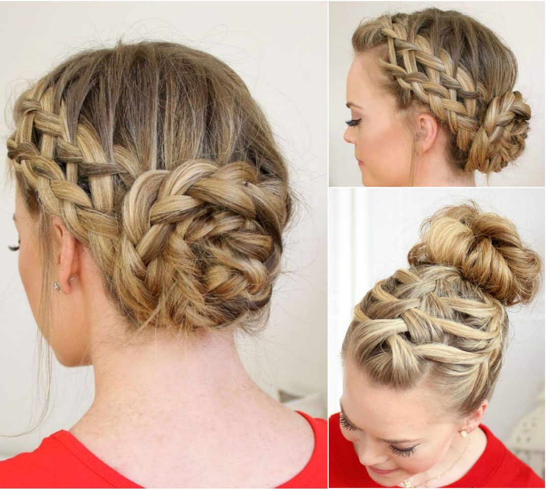 French braided bun hairstyle