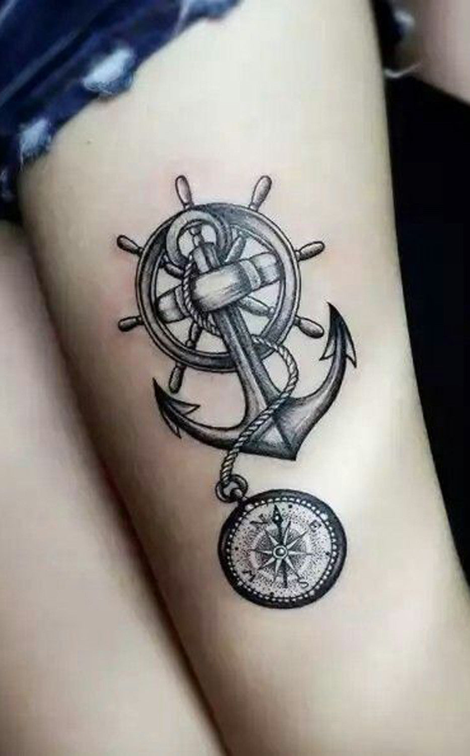 Compass & Anchor Tattoo