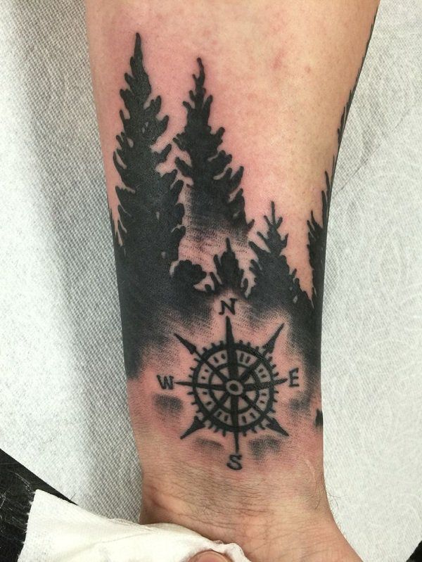 Compass Nature Inspired Tattoo