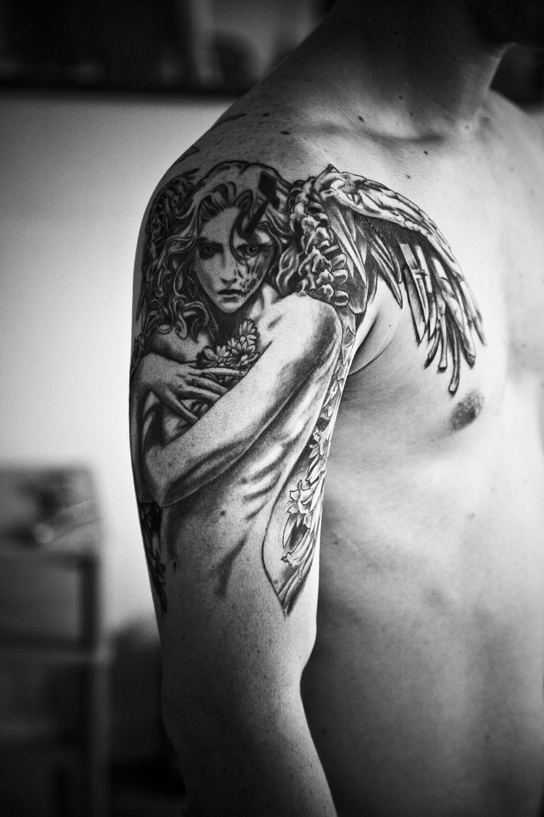 Blindfolded Angel  Tattoos with meaning, Angel tattoo meaning, Angel  artwork