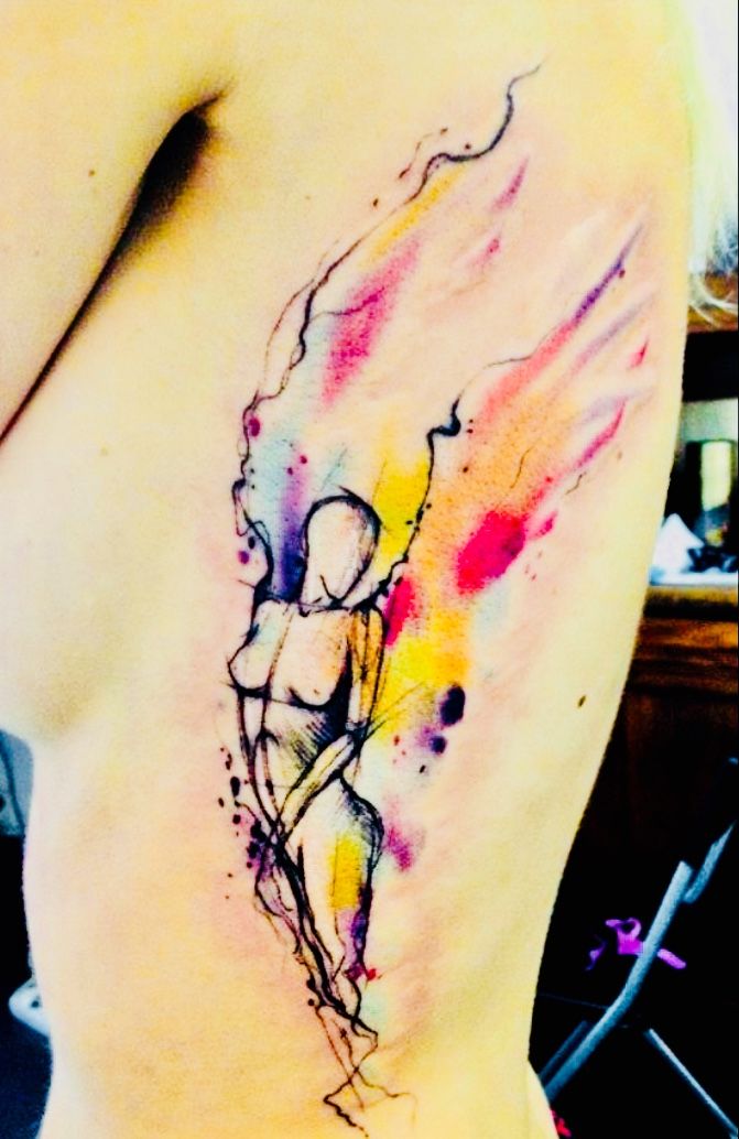 Watercolor Angel Tattoo