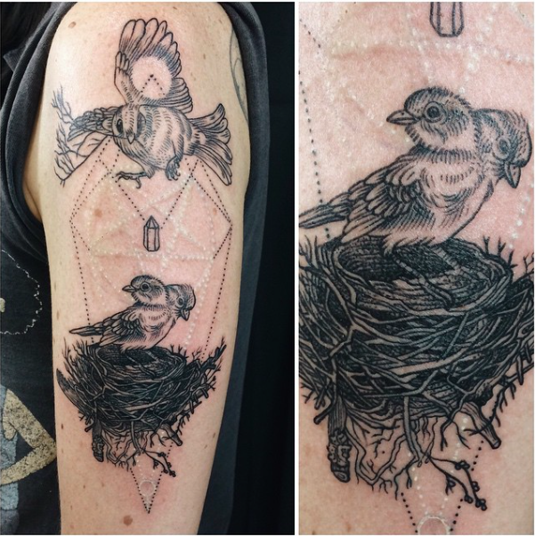 Sparrow Tattoos- 30 Latest Designs- 2023 Update 12 12. Sparrow Nest Tattoos