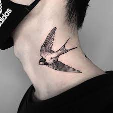 Sparrow Tattoos- 30 Latest Designs- 2023 Update 20 20. Neck Sparrows Tattoo