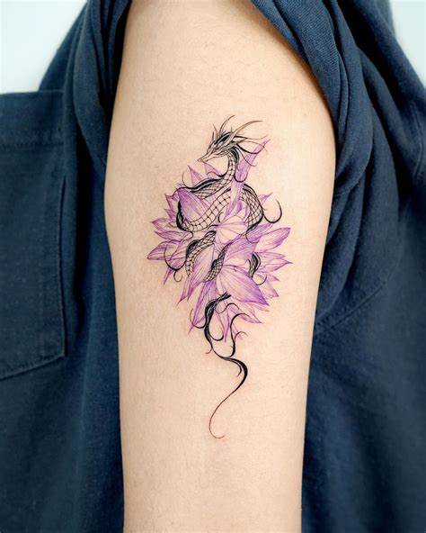 Dragon and lotus tattoo