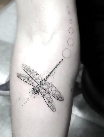 Ornamental Dragonfly Tattoo in Fineline