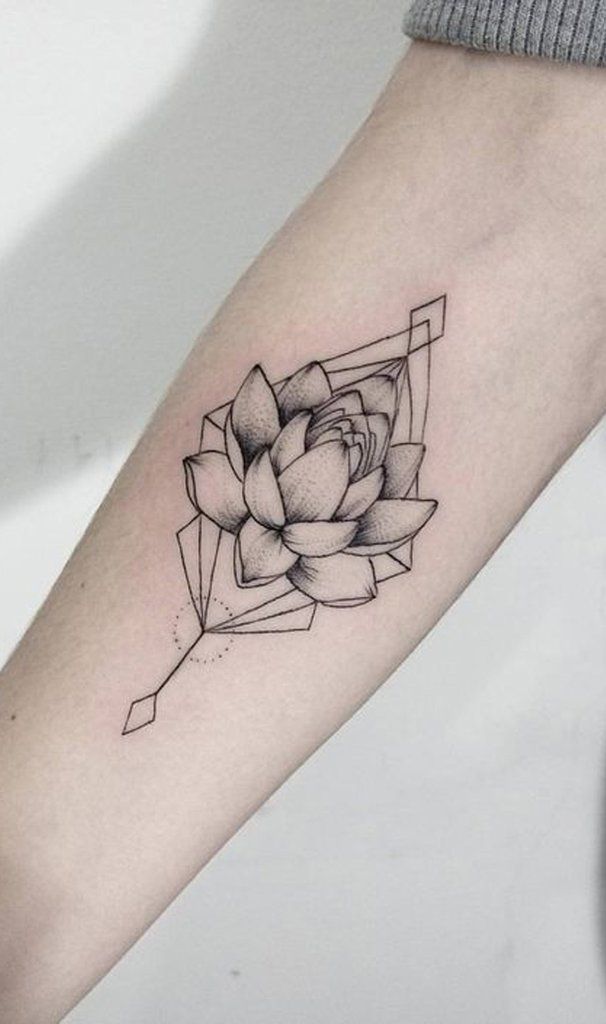 Tattoos of a geometric lotus for men and women