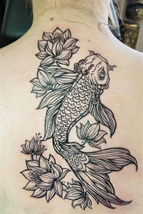 Tattoos with lotuses and koi fish