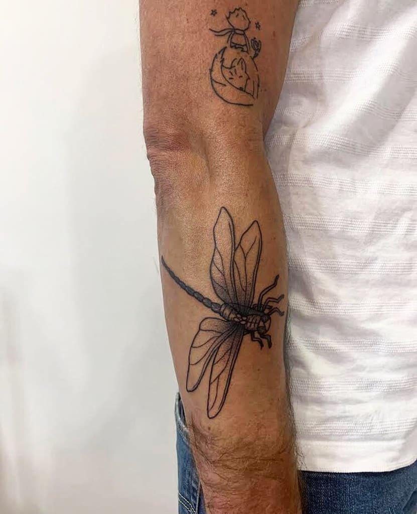 30 Dragonfly Tattoo Designs - Honor Your Free Spirit and Unique Vision 3 Wrap Around Forearm Blackwork Dragonfly Tattoo