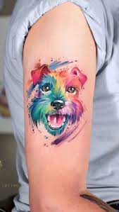 11. Floral Watercolor Dog Tattoo