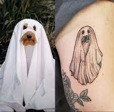 7. Dog Ghost Costume Tattoo