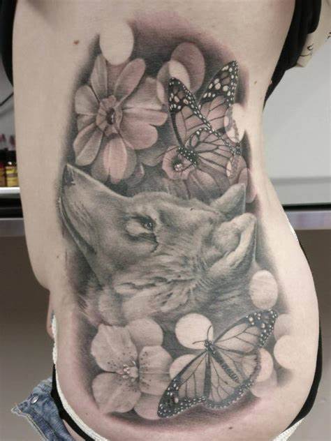 Butterfly Wolf Tattoo