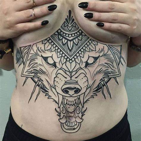 Under Boob Wolf Tattoo