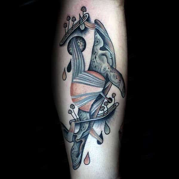 Custom Whale and Planets Inner Arm Tattoo