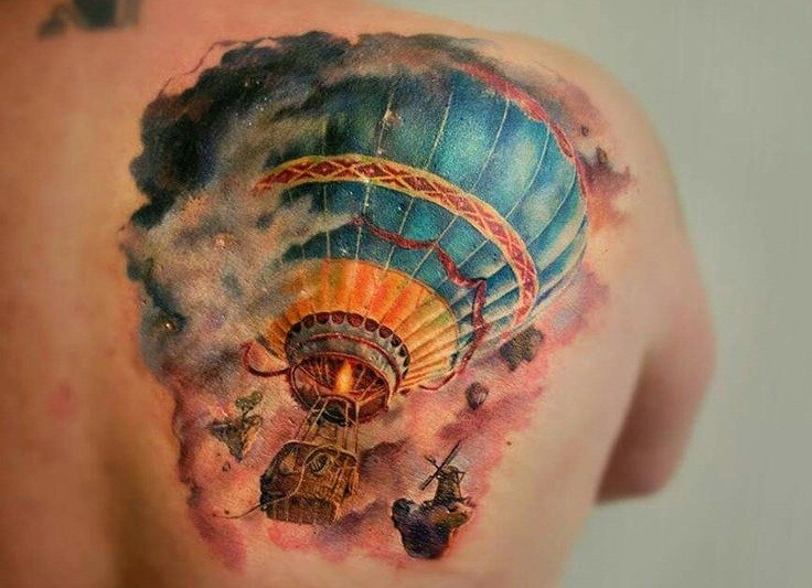 Latest Balloon Tattoo Ideas - 30 Designs 12 12. Outstanding Hot Air Balloon Tattoo Design