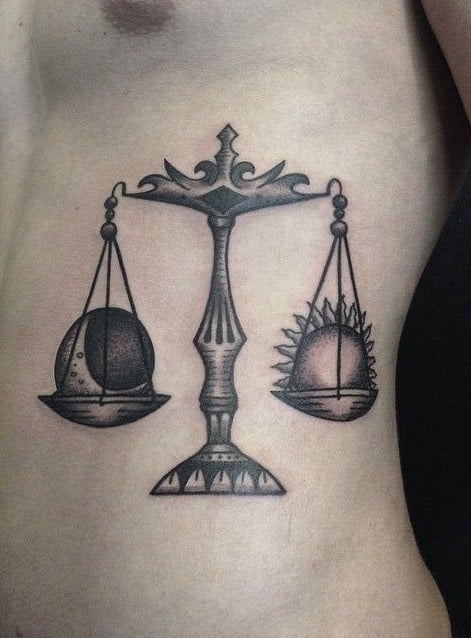 30 Best Libra Tattoo Design Ideas to Represent Your Zodiac 11 Sun Moon Libra Sign Tattoo