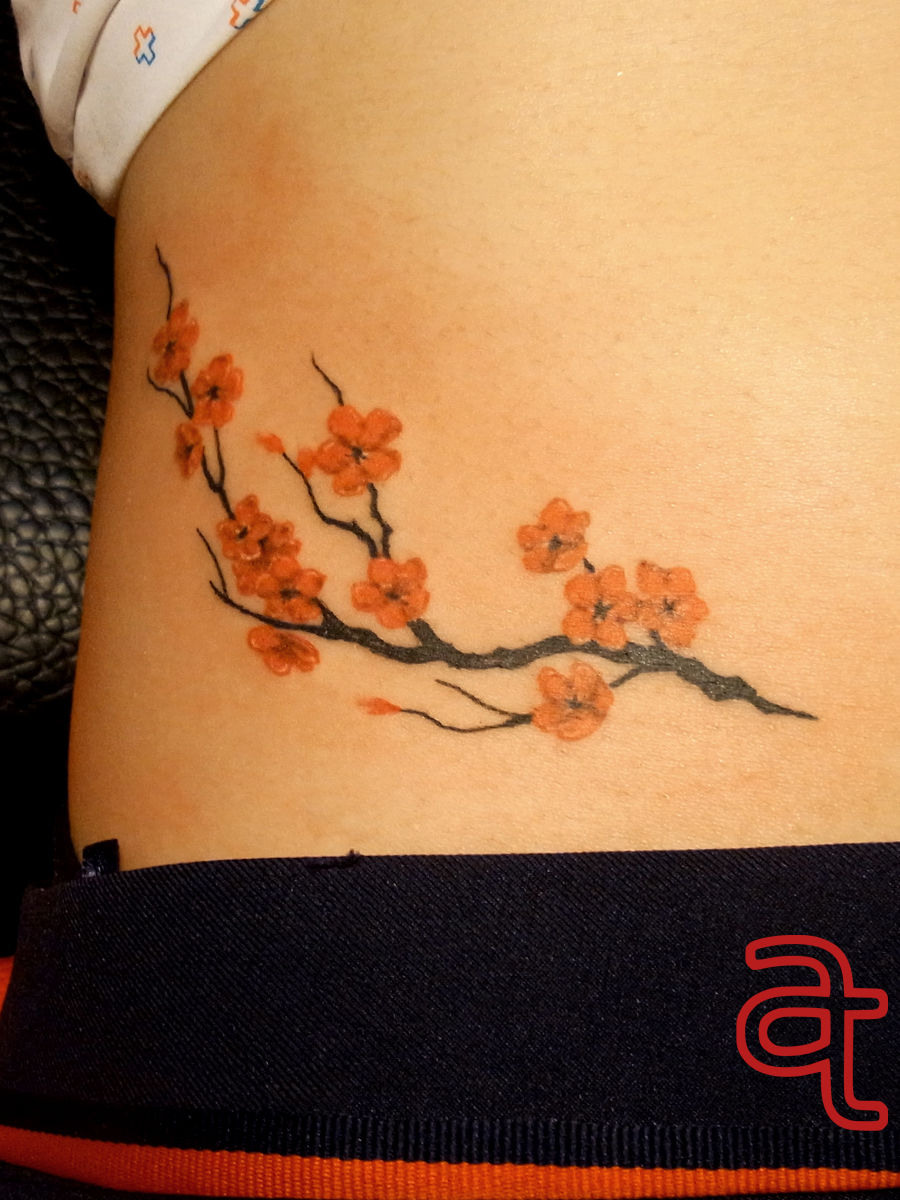 Cherry Blossom Tramp Stamp Tattoo