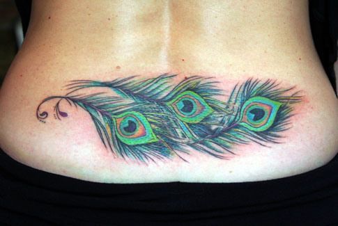 Feather Tramp Stamp Tattoo