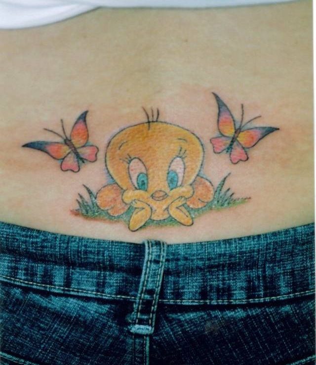 Tramp Stamp Tattoos - 28 Erotic And Cool Designs For Fun Lovers 4 Tweety Tramp Stamp Tattoo