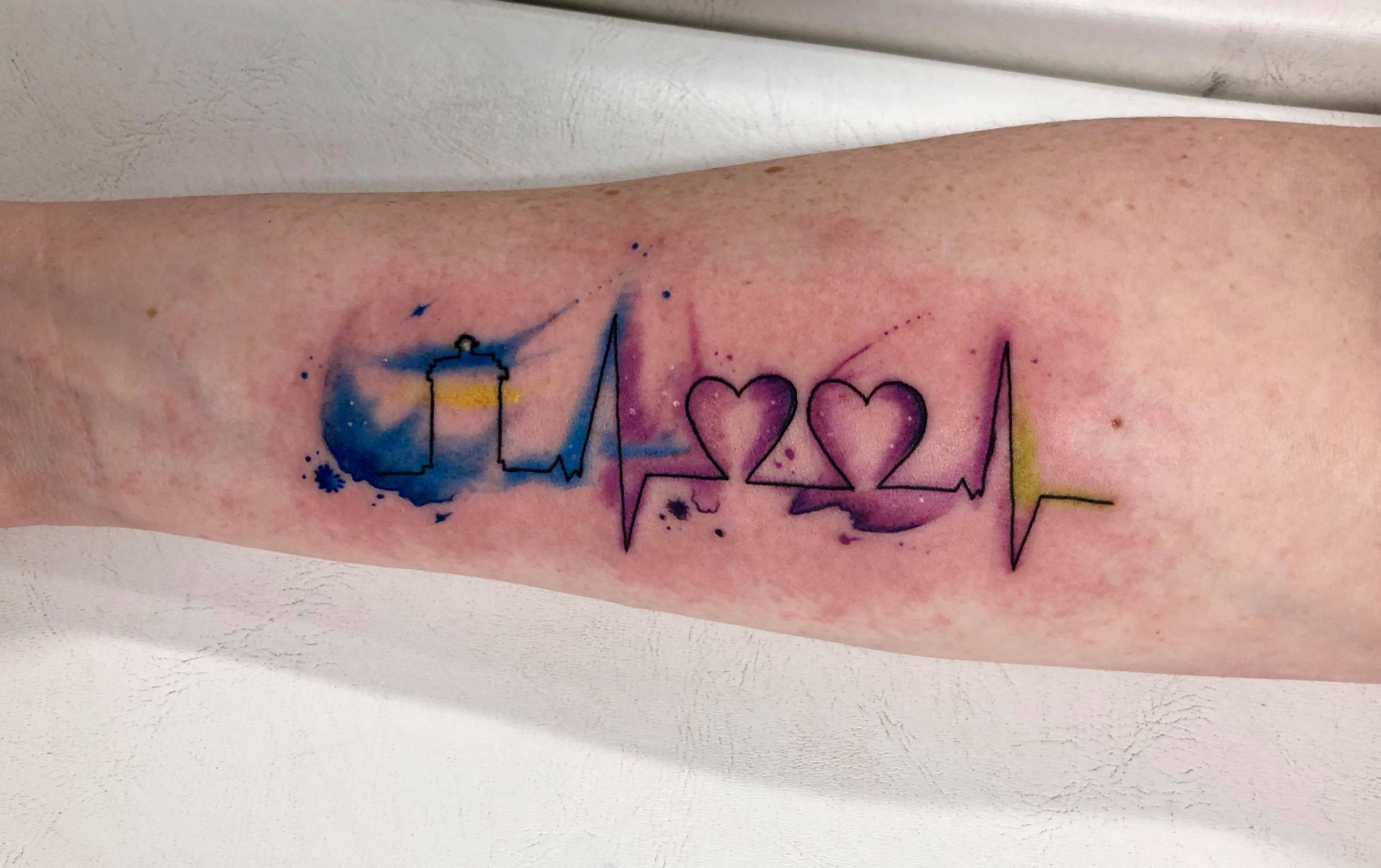 Watercolor Heartbeat Tattoo