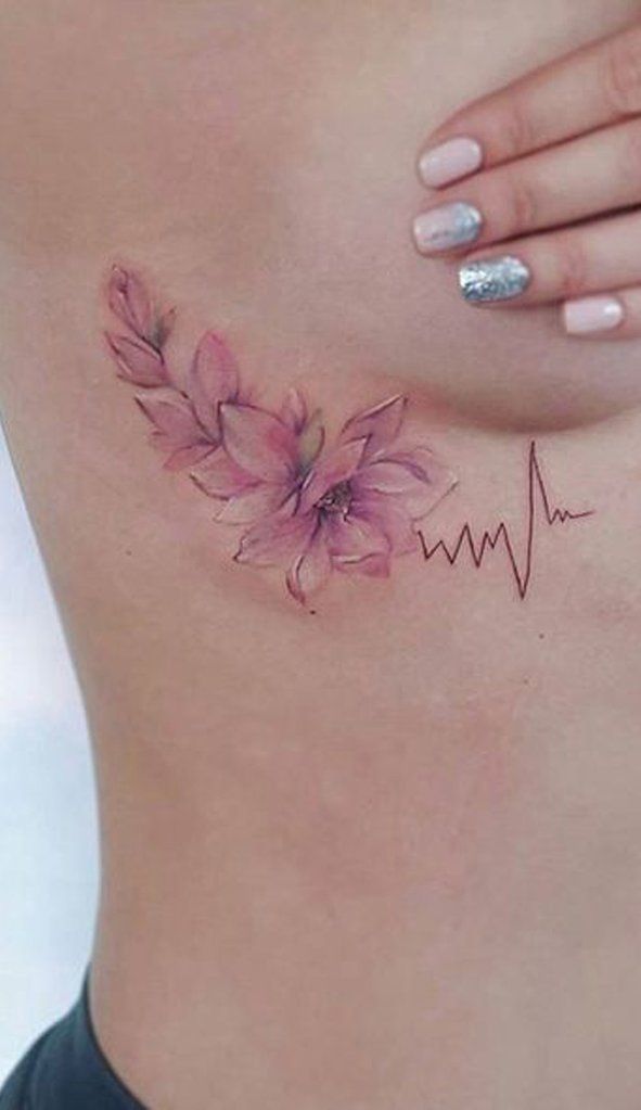 floral Heartbeat Tattoo Ideas