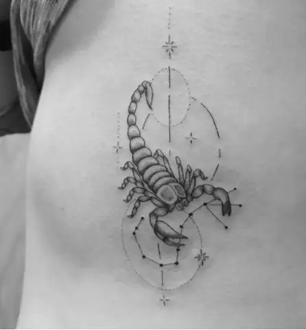 Scorpion and Stars Linework Tattoo