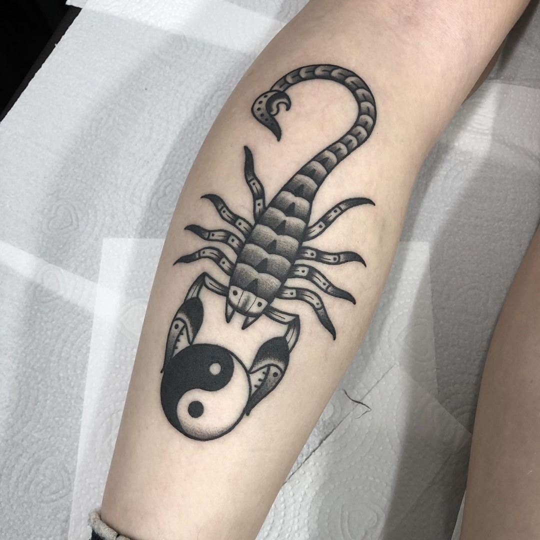 Yin Yang Symbol Scorpion Tattoo