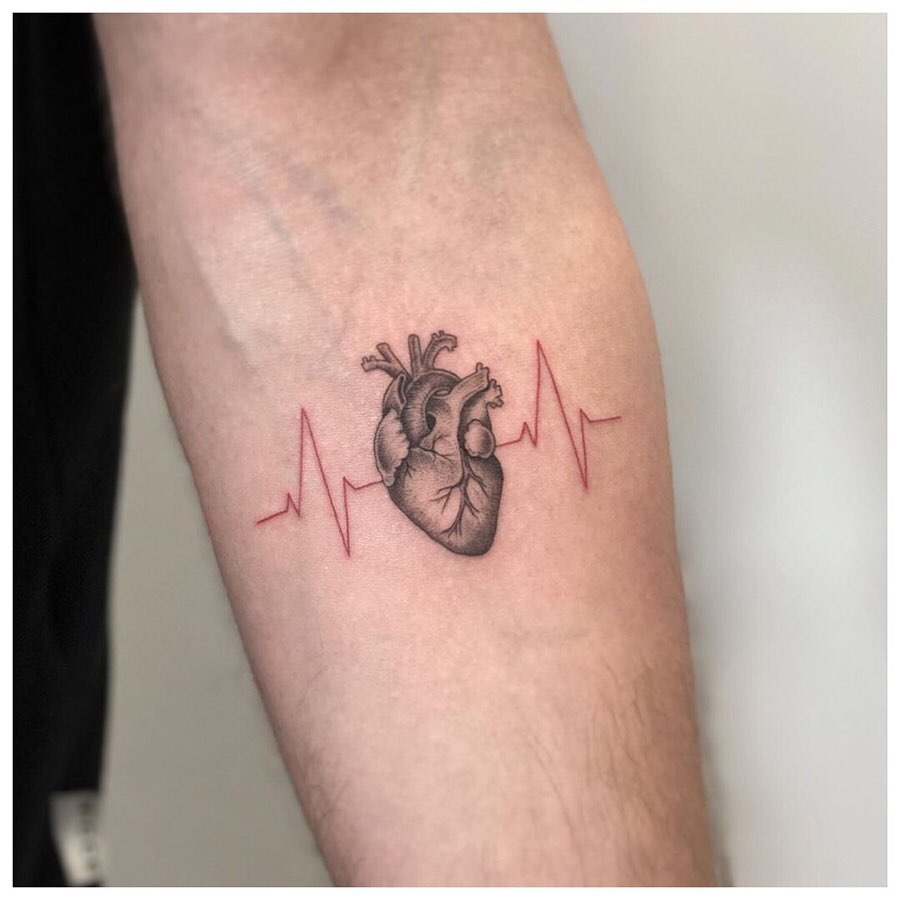 Anatomical Heart Beat Tattoo 