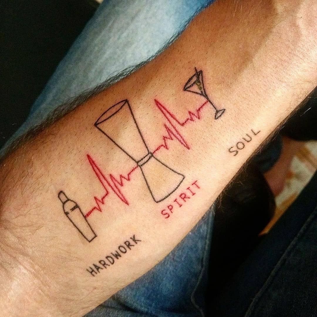 Cocktail Heartbeat Tattoo