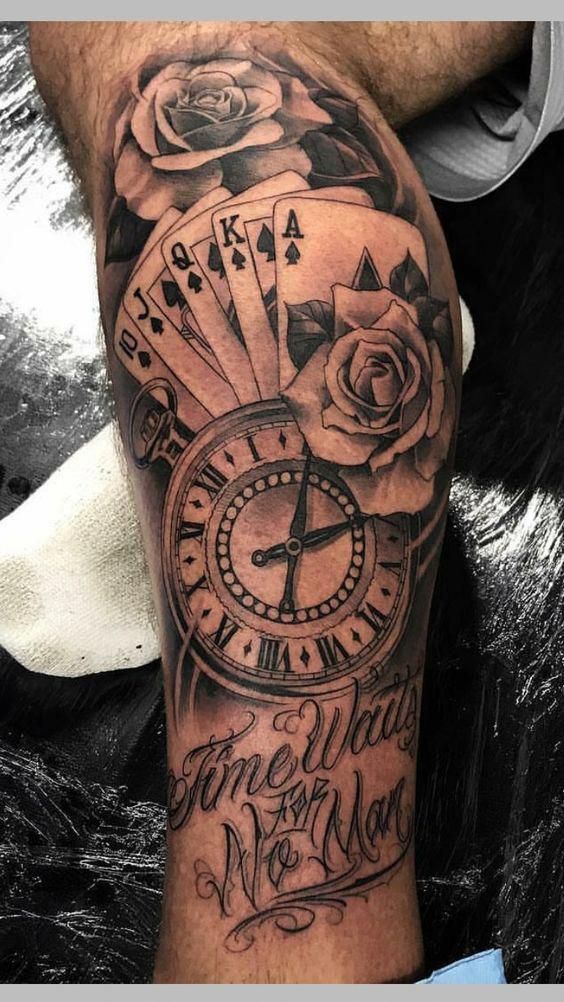 Cards and Clock Tattoo
