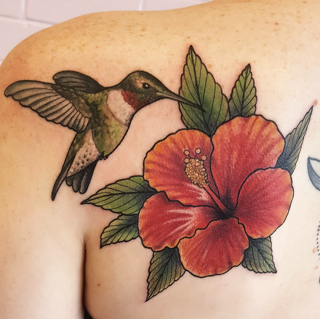 Hummingbird Tattoo Design Ideas - 32 Ideas For Tattoo Lovers 7 Hibiscus hummingbird tattoo