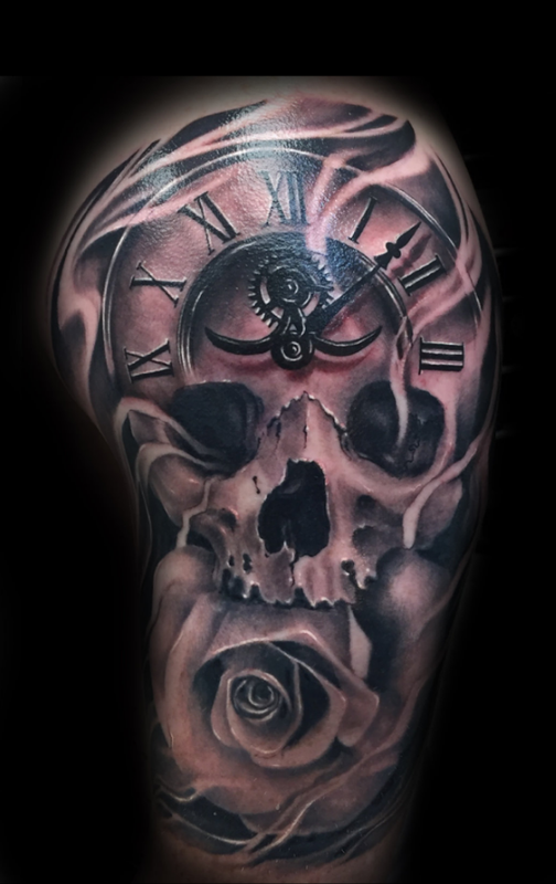 Tattoo of a Skull Clock