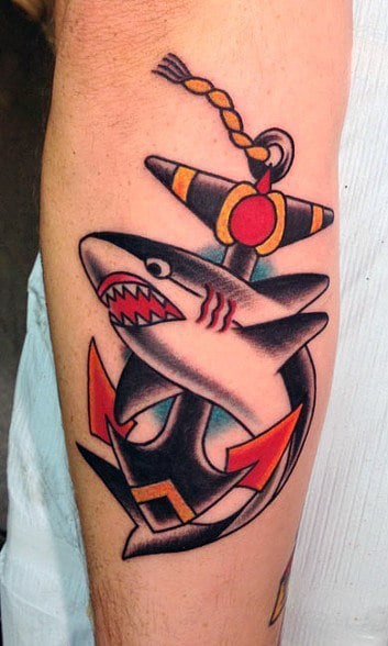 7. Anchor Shark Tattoo Design