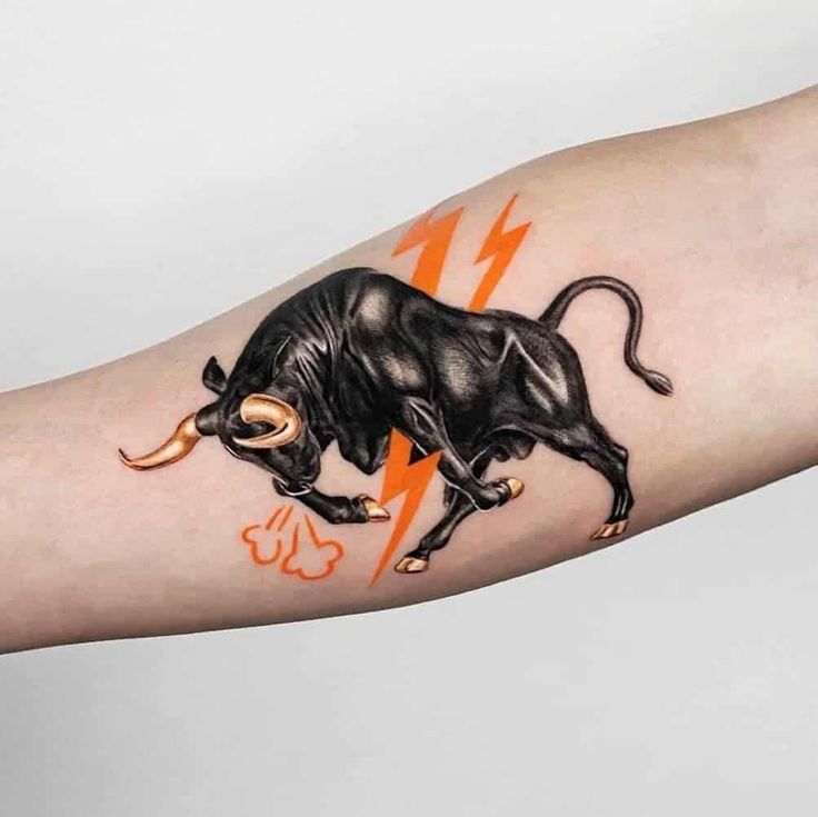 Aggressive Bull Taurus Tattoo