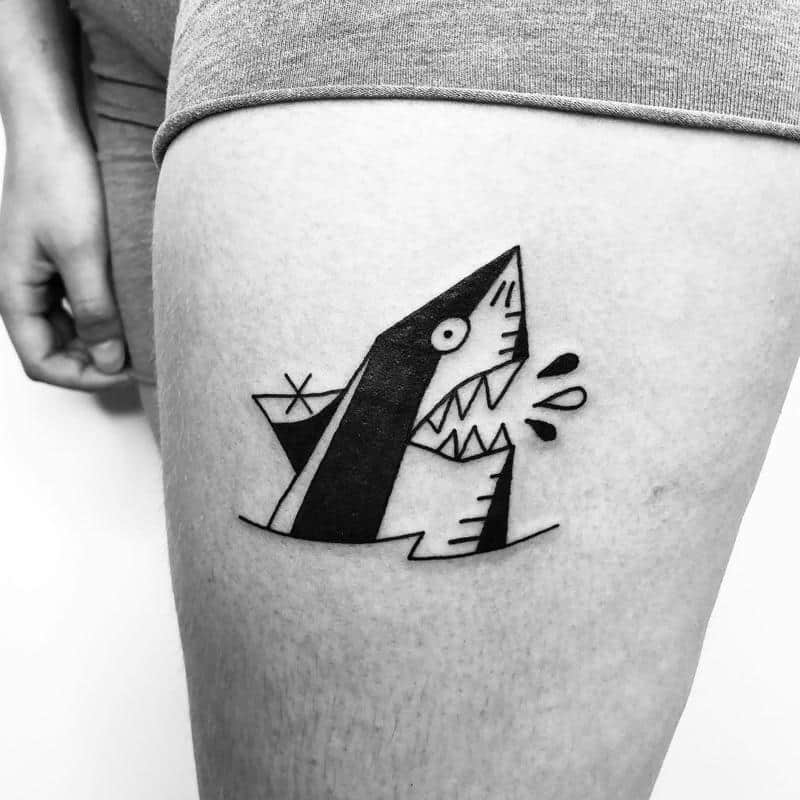 Shark Tattoo Ideas - Symbolizing Authority and Guardianship 5 Cartoon Wicked Shark Tattoo Design