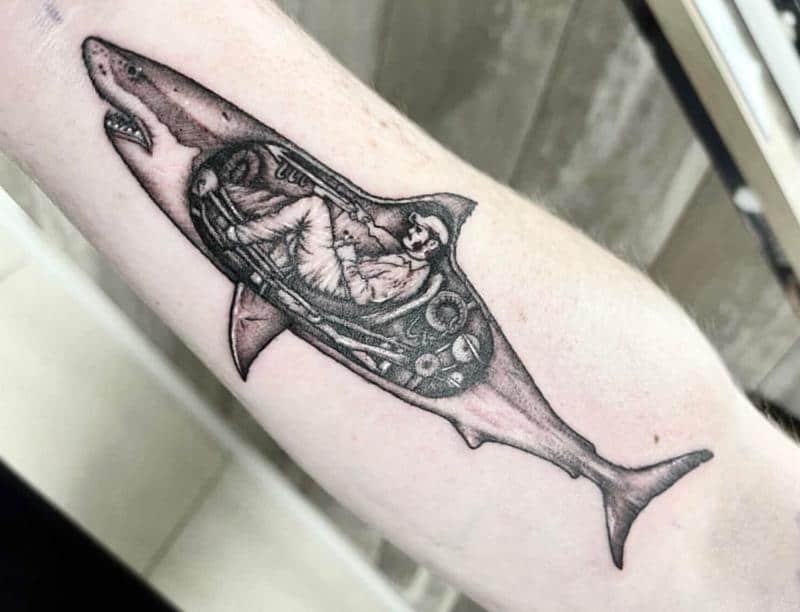 Shark Tattoo Ideas - Symbolizing Authority and Guardianship 6 Submarine Shark Tattoo Design