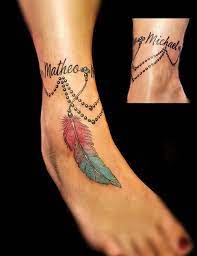 Beautiful Permanent Anklet Name Tattoo