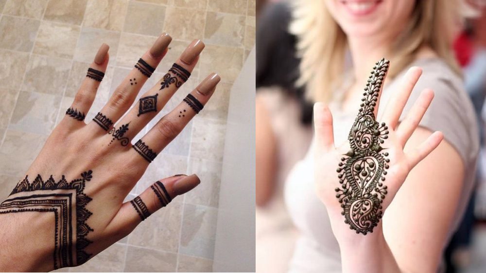 Henna Tattoo Mehndi Design Tattoos Stencils Prints On A Girl Female Hands  Wedding And Eid Occasion