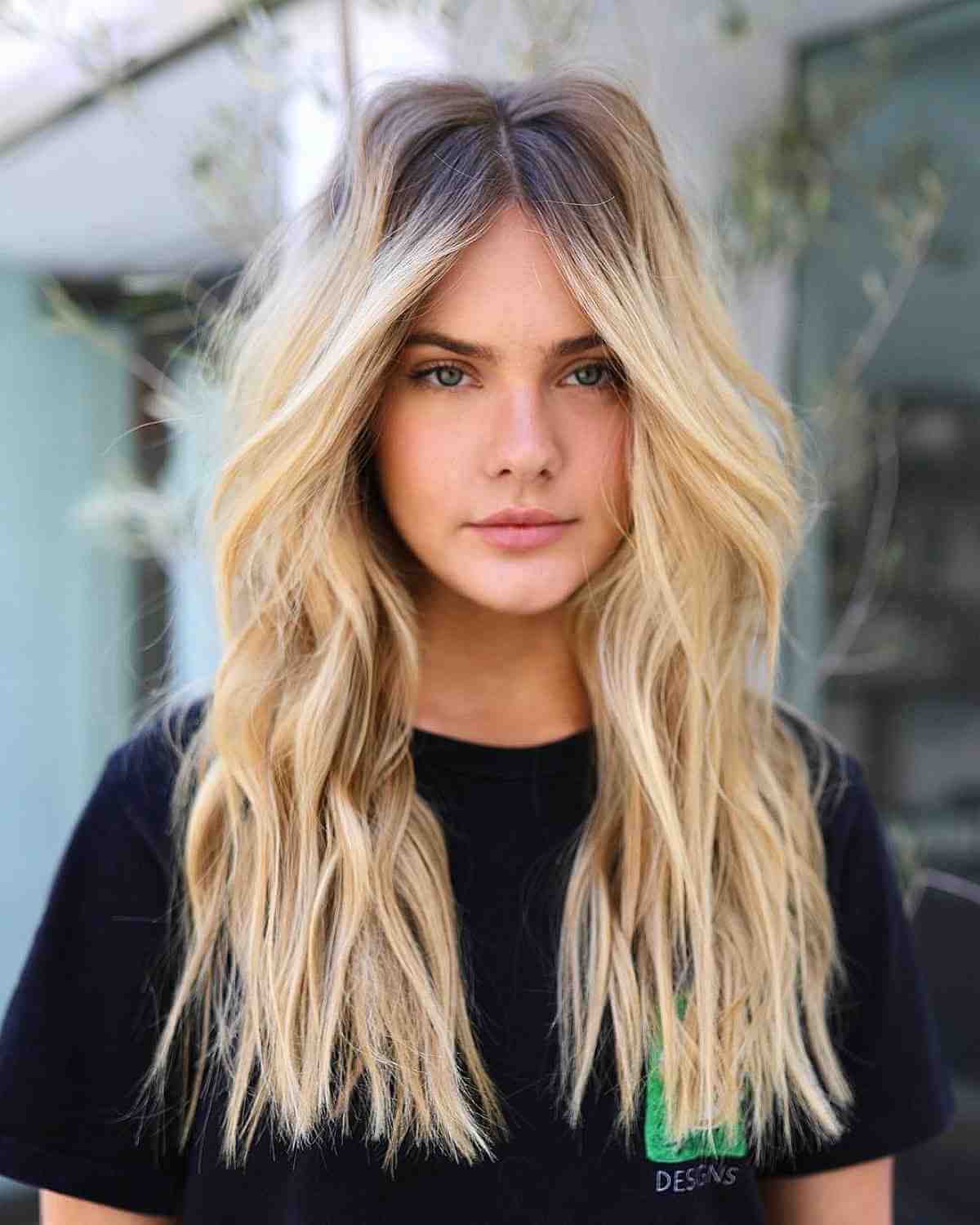 Bangs for long hair that is parted in the middle