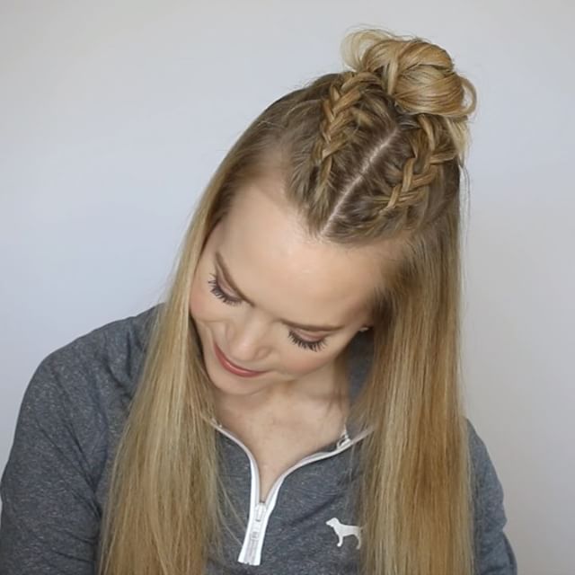 The Center French Braided Half-up Bun