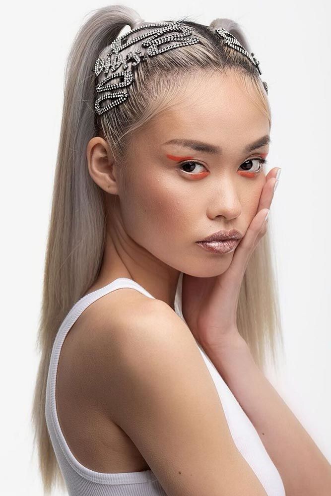 43 Trendy Asian Hairstyles for Women 17 High double ponytails