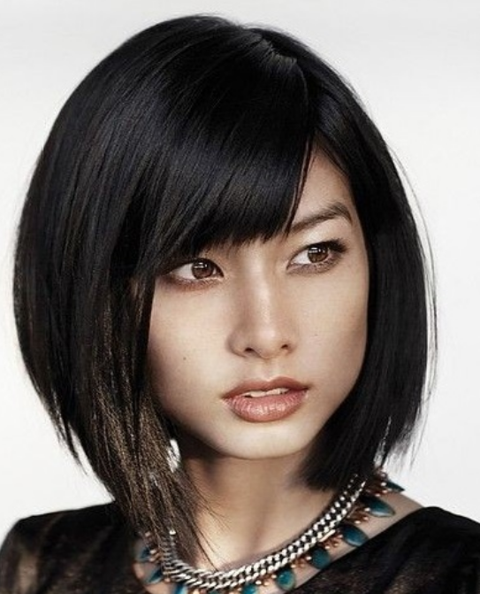 43 Trendy Asian Hairstyles for Women 29 Short asymmetrical bob