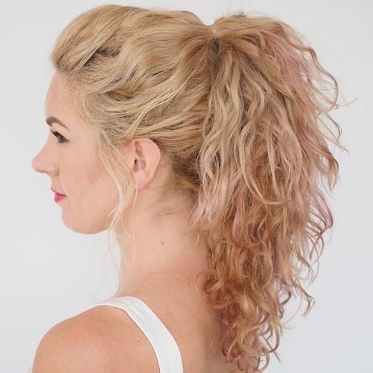 Curly Hair in a Loose Ponytail