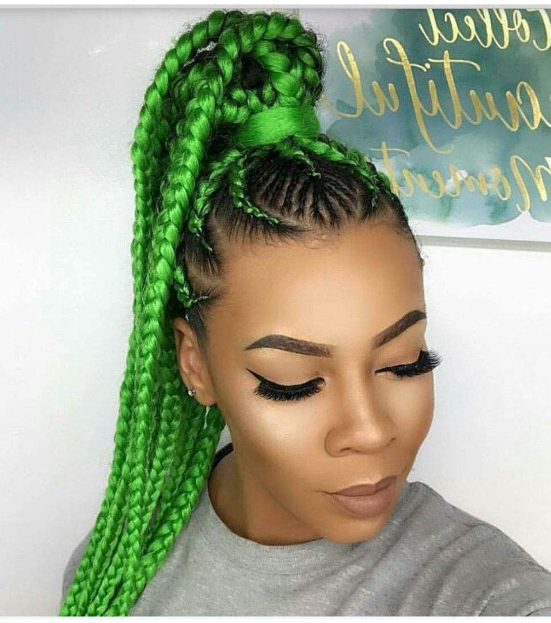 Green Highlighted High Ponytail